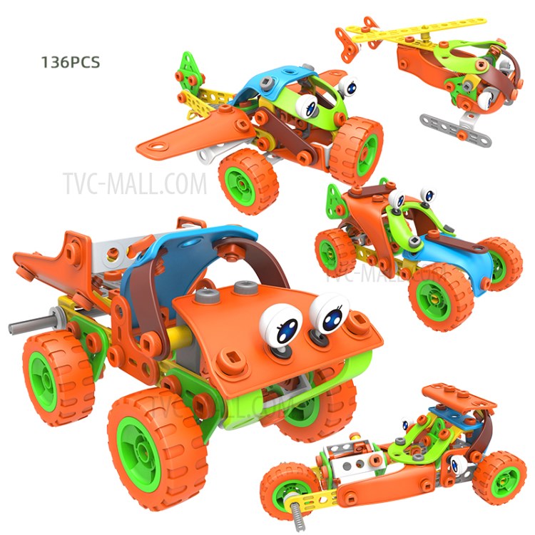 136pcs Autoensamblado De Ingeniería De Construcción De Construcción De Vehículos De Construcción Kit De Bloques Para Niños-5