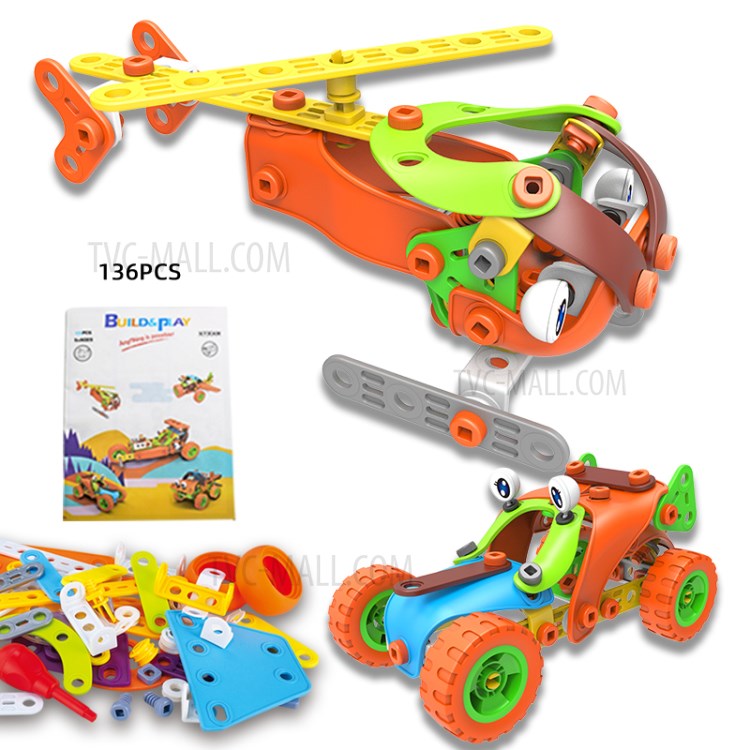 136pcs Autoensamblado De Ingeniería De Construcción De Construcción De Vehículos De Construcción Kit De Bloques Para Niños-8