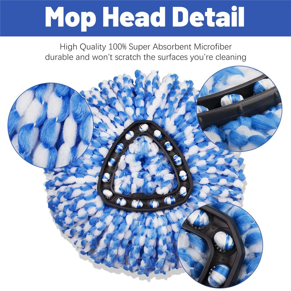 For O-Cedar EasyWring 1 Rotating Mop Base + 4 Spin Mop Replacement Cloth Head Accessories Set - Red / Blue-5
