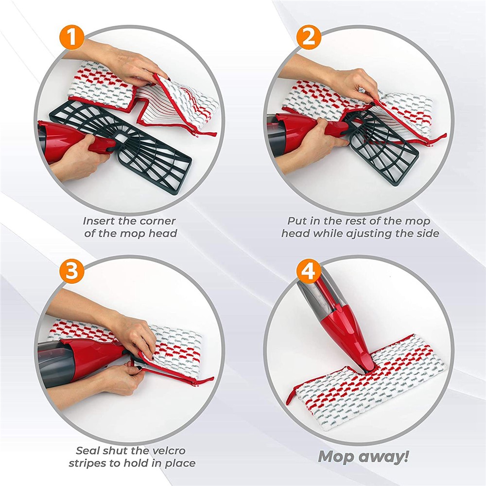 4PCS Microfiber Reusable Pads Replacement Head Spray Mop Refills for O-Cedar ProMist MAX-5