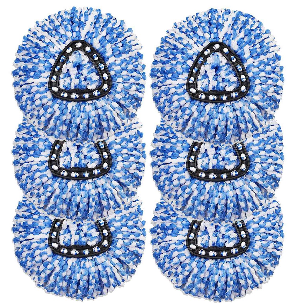6PCS Mop Replacement Head Rotating Mop Refills for O-cedar EasyWring RinseClean - Blue-1