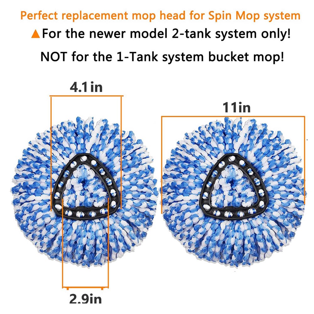6PCS Mop Replacement Head Rotating Mop Refills for O-cedar EasyWring RinseClean - Blue-3