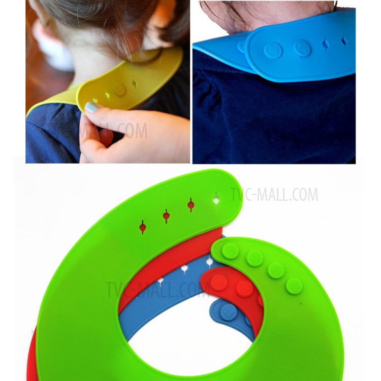 Bébé Silicone Étanche Réglable Bib Facile À Nettoyer - Bleu Ciel-3