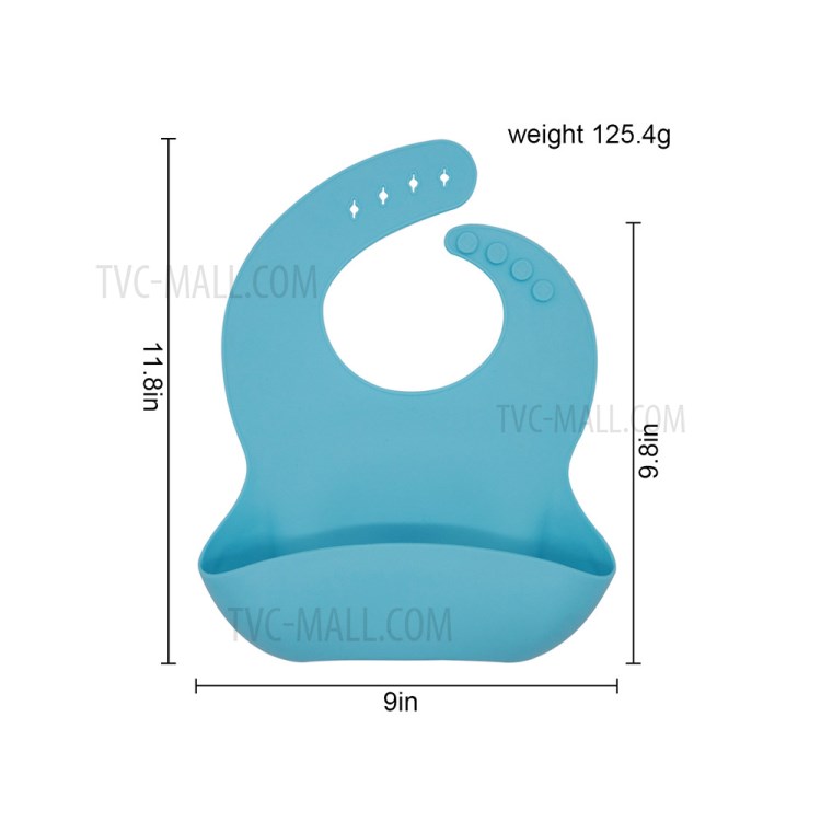 Bébé Silicone Étanche Réglable Bib Facile À Nettoyer - Bleu Ciel-4