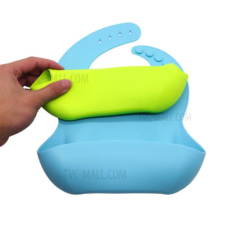 Bébé Silicone Étanche Réglable Bib Facile À Nettoyer - Bleu Ciel-8