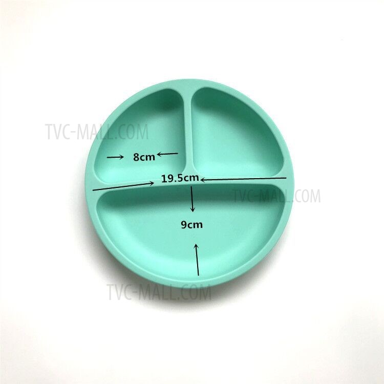 Silicone Baby Dishes Children's Creative Suction Base Fruit Dishes Feeding Dinner Plate - Cyan-5