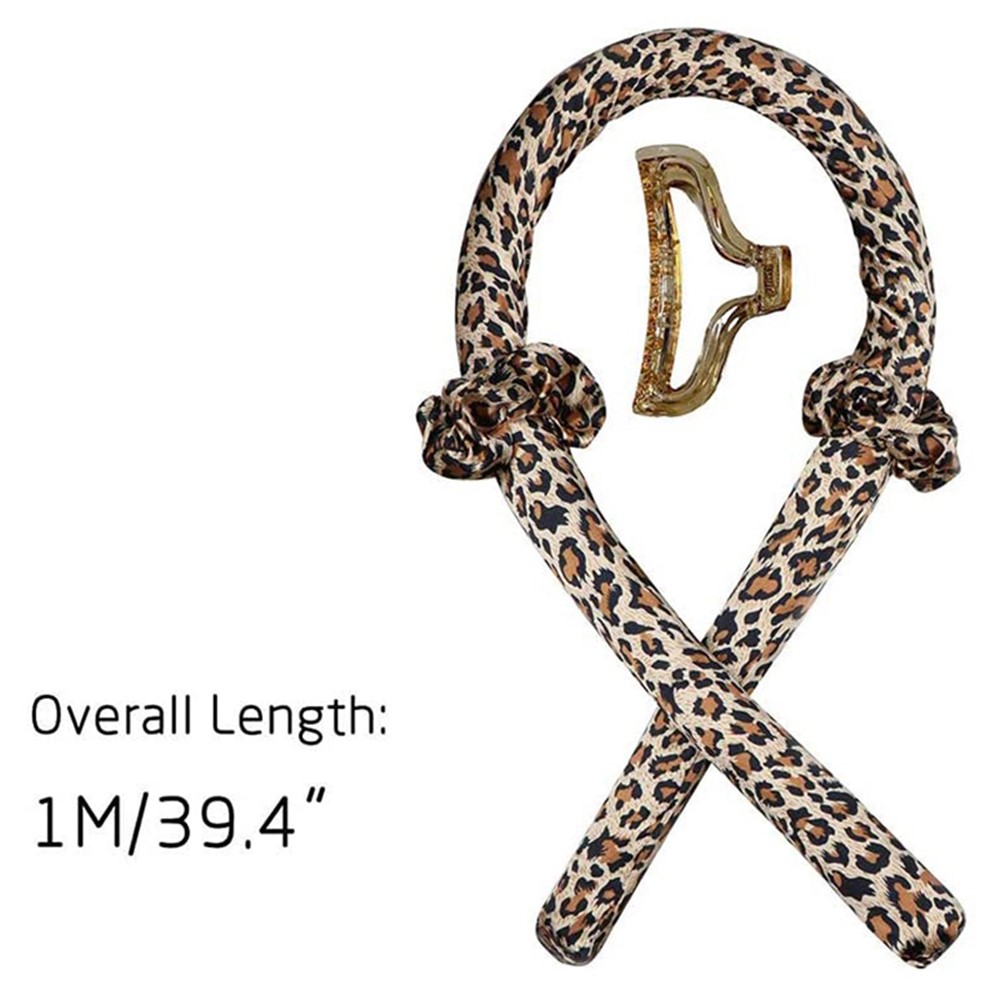Heatless Curling Rod Headband Lazy No Heat Curls Hair Roller Sleeping Soft Headband Scrunchies Hairclip DIY Hair Styling Tools Set - Coffee Leopard Print-2