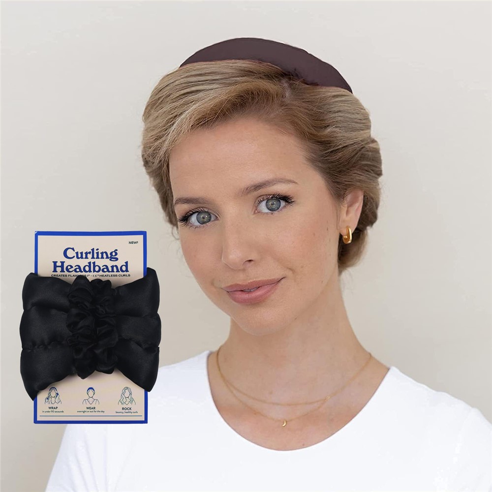 Physical Force Shaping Curly Hair Heatless Hair Curler Hair Band Ribbon Hair Curling Rod Set - Black-3