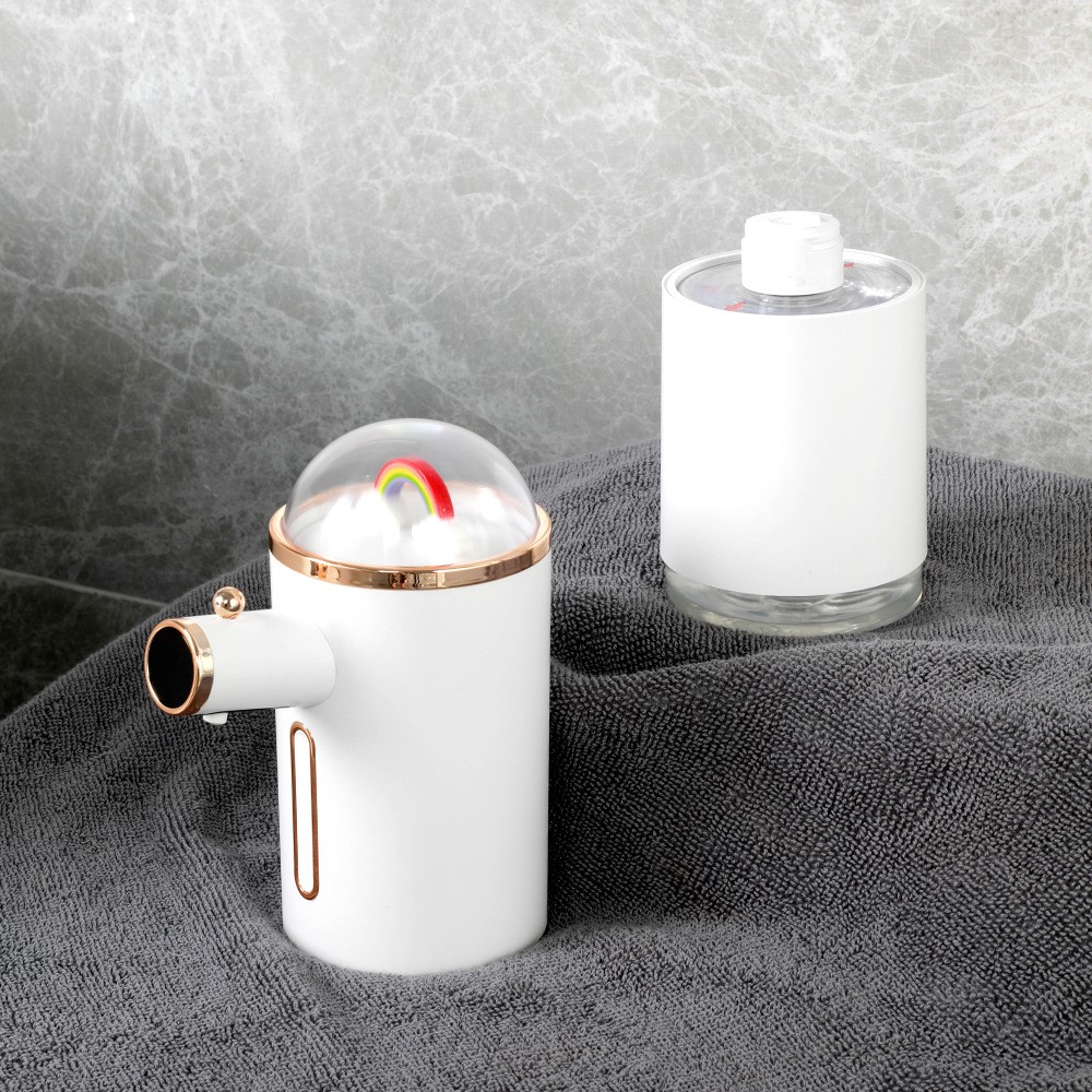 D32 Automatic Sensor Hand Washer Smart Touchless Soap Dispenser Electric Foam Washing Machine with Rainbow Decoration/Digital Display - White-4