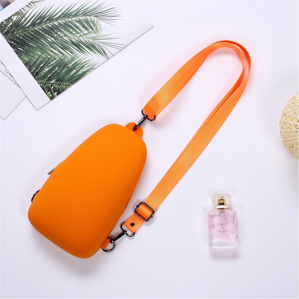 Eco-friendly Silicone Shoulder Bag Crossbody Bag Backpack Leisure Chest Travel Bag - Orange-9