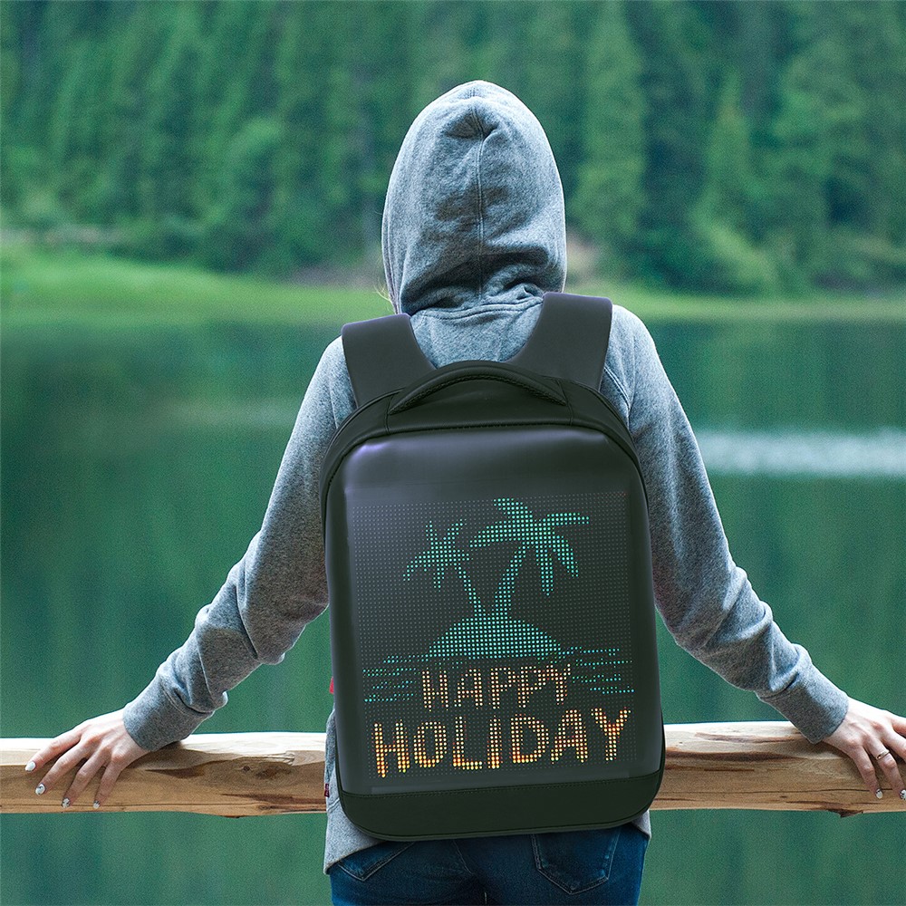 LED Display Screen Dynamic Backpack Walking Advertising Light Bag Business Laptop Backpack-10