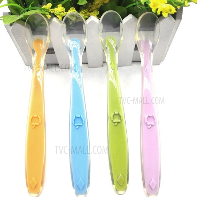 Children's Tableware Silicone Spoon Hand-held Eating Training Baby Spoon - Purple-3