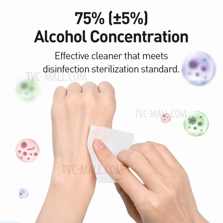 BASEUS 120Pcs/Set Alcohol Pads Disposable 75% Alcohol Prep Pad-4