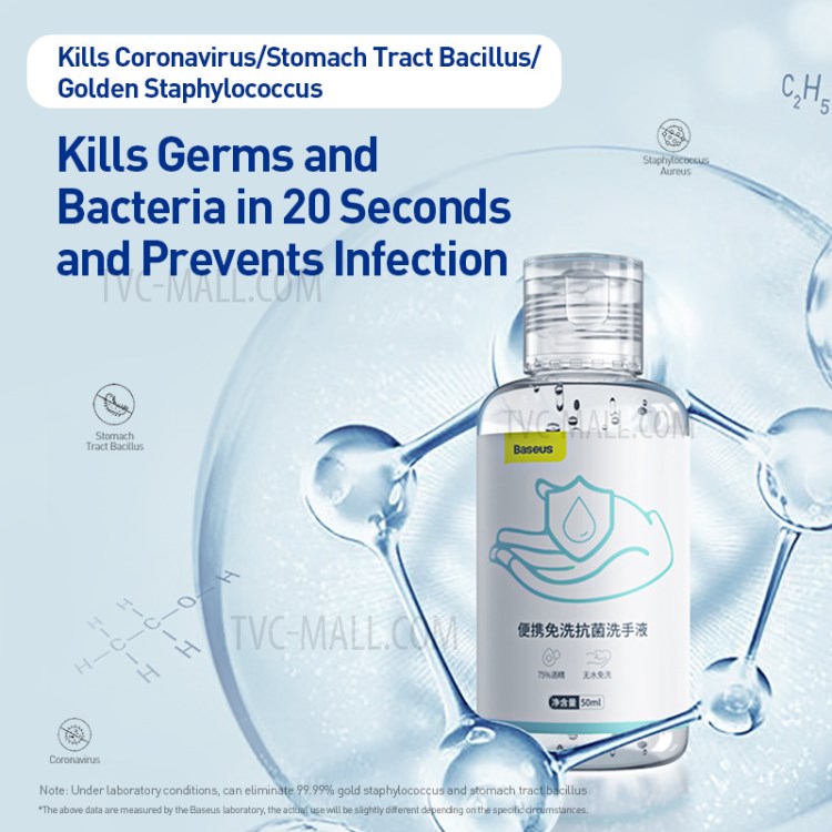 BASEUS 50ml Portátil Mano Antibacterial Gel Desinfectante 75% De Alcohol Sin Lavado-3