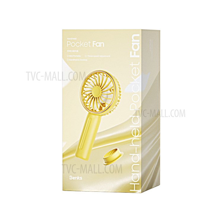 BENKS F22 Rechargeable Portable 3-Speed Mini Fan Outdoor Handheld USB Fan - Yellow-6