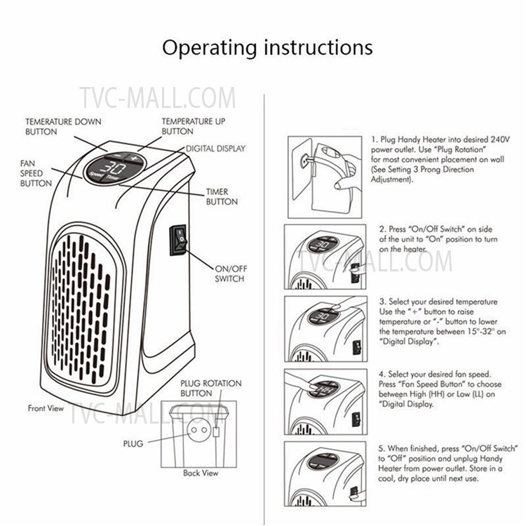 JM112 Winter Plug-in Electric Heater Fan Handy Heating Machine for Home Office - US Plug-8