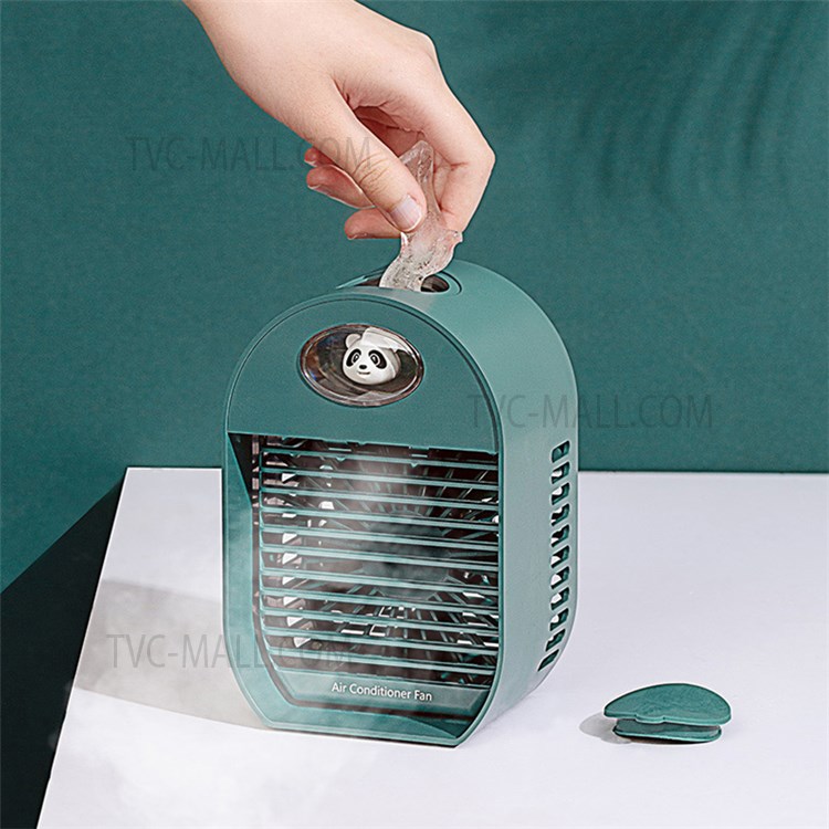 SQ30 Portable Mini Air Cooler Fan Manual Adjustable Cooling Wind Low-Noise Humidifier Fan Combinations for Home/Office/Bedroom, Built-in 2000mAh Battery Version - Green-3