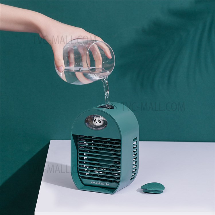SQ30 Portable Mini Air Cooler Fan Manual Adjustable Cooling Wind Low-Noise Humidifier Fan Combinations for Home/Office/Bedroom, Built-in 2000mAh Battery Version - Green-4