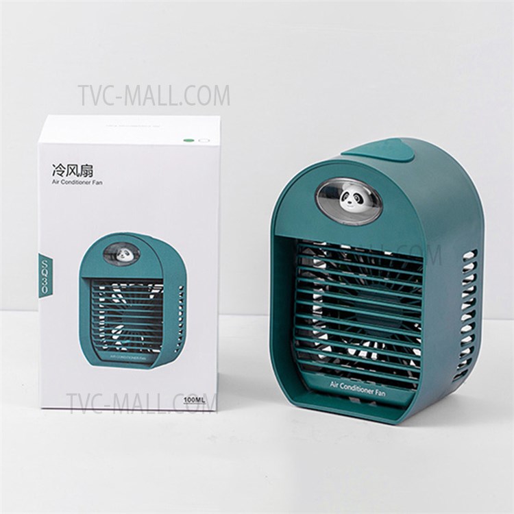 SQ30 Portable Mini Air Cooler Fan Manual Adjustable Cooling Wind Low-Noise Humidifier Fan Combinations for Home/Office/Bedroom, Built-in 2000mAh Battery Version - Green-8