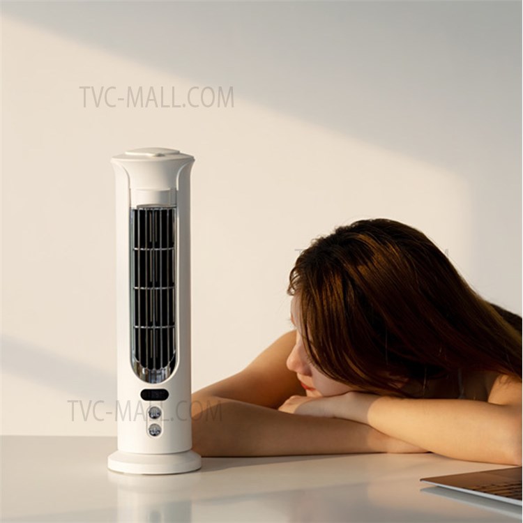 Y33 Portable 3 Speeds Desktop Water Cooling Air Cooler Nano Spray Air Conditioning Tower Fan with Power Display - White-3