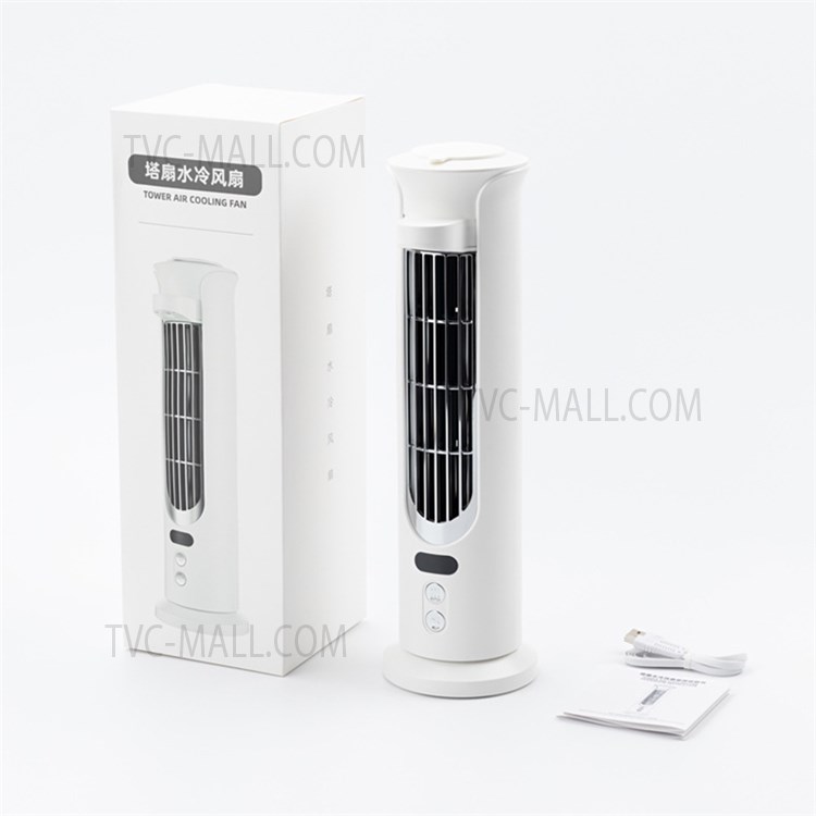 Y33 Portable 3 Speeds Desktop Water Cooling Air Cooler Nano Spray Air Conditioning Tower Fan with Power Display - White-8