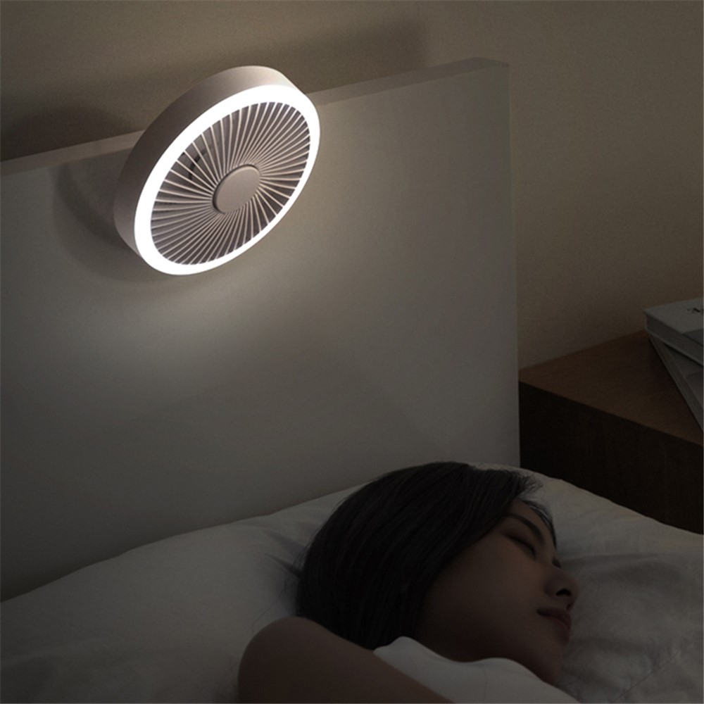 XYD-F46 USB Rechargeble Mini Cooling Fan LED Light Hanging Fan Air Cooler with Remote Control for Home Office - White-4