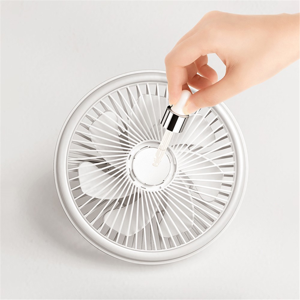 XYD-F46 USB Rechargeble Mini Cooling Fan LED Light Hanging Fan Air Cooler with Remote Control for Home Office - White-7