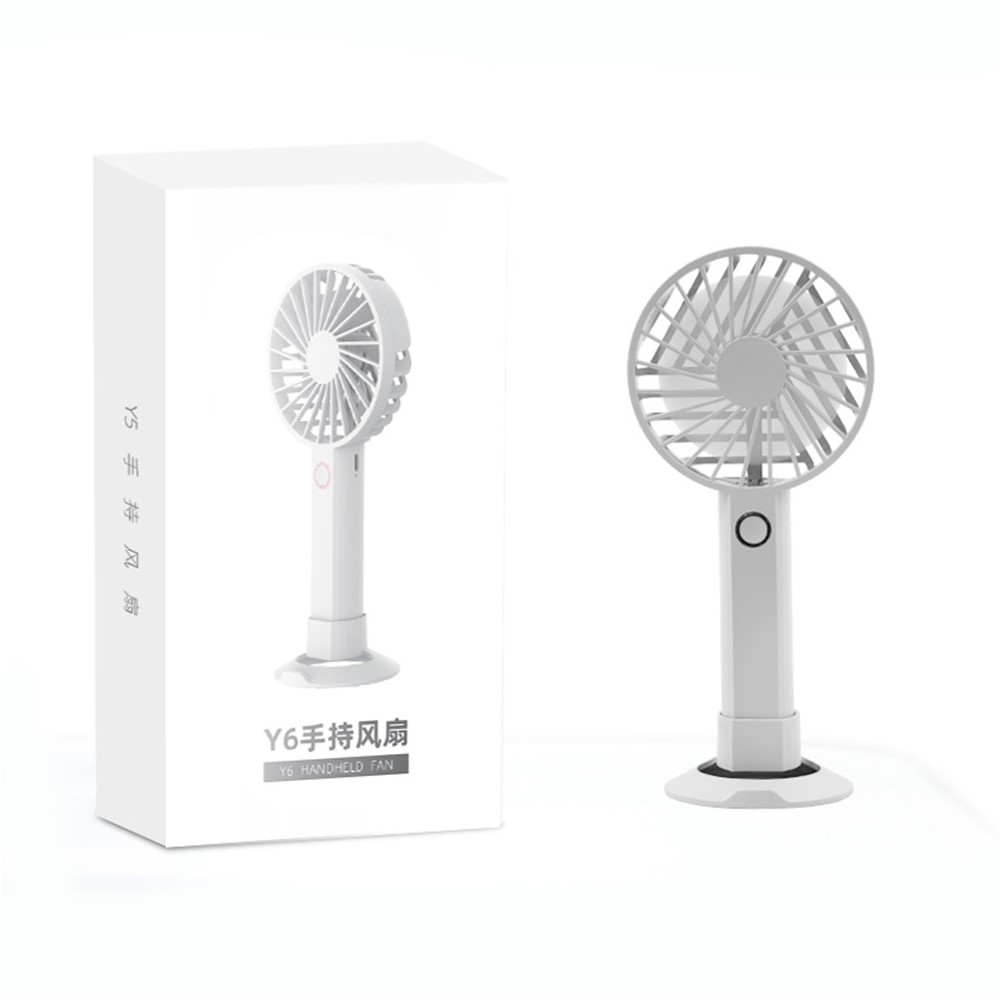 Y6 Summer Mini USB Rechargeable Hand-held Desktop Fan Mute 3-Speed Cooling Fan - White-11