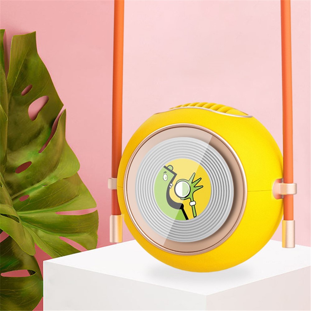 X01 Feijão Mágico Bonito Portátil Usb Carregamento Mini Fã Refrigerar Verão Verão Pendurado Fan Refrigerador - Amarelo