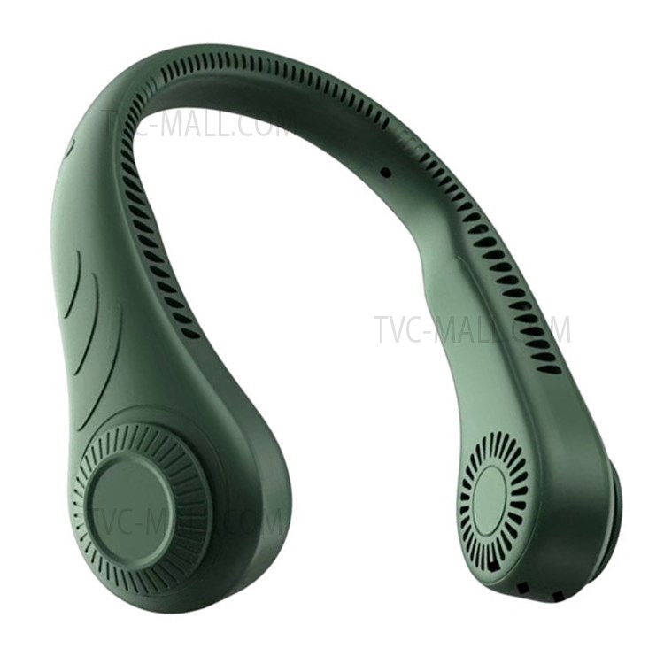 CNDB/01 4000mAh Large Capacity Leafless Hanging Neck Fan Neck-Mounted Fan Sports Mini-Size Little Fan - Green-1