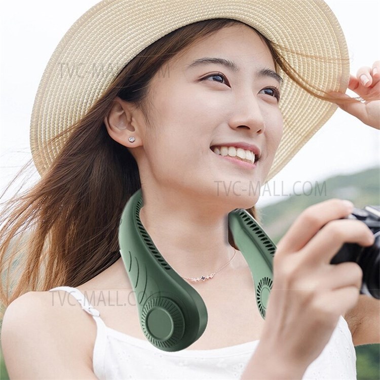 CNDB/01 4000mAh Large Capacity Leafless Hanging Neck Fan Neck-Mounted Fan Sports Mini-Size Little Fan - Green-6