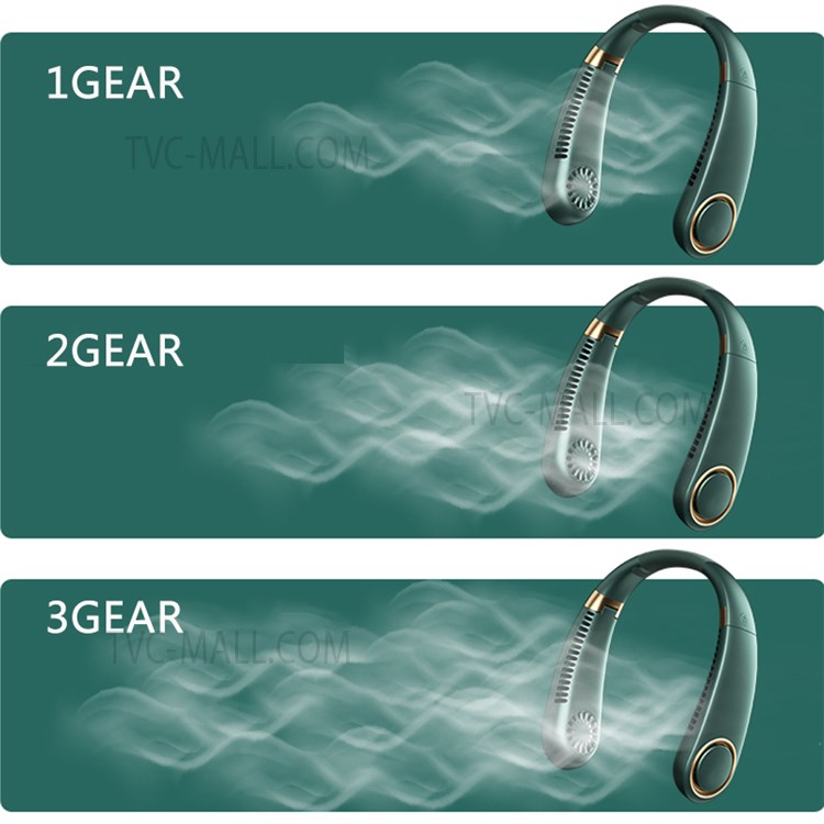 3000mAh Bladeless Hanging Neck Fan USB Mini Foldable Portable Neck-Mounted Fan - Green-10