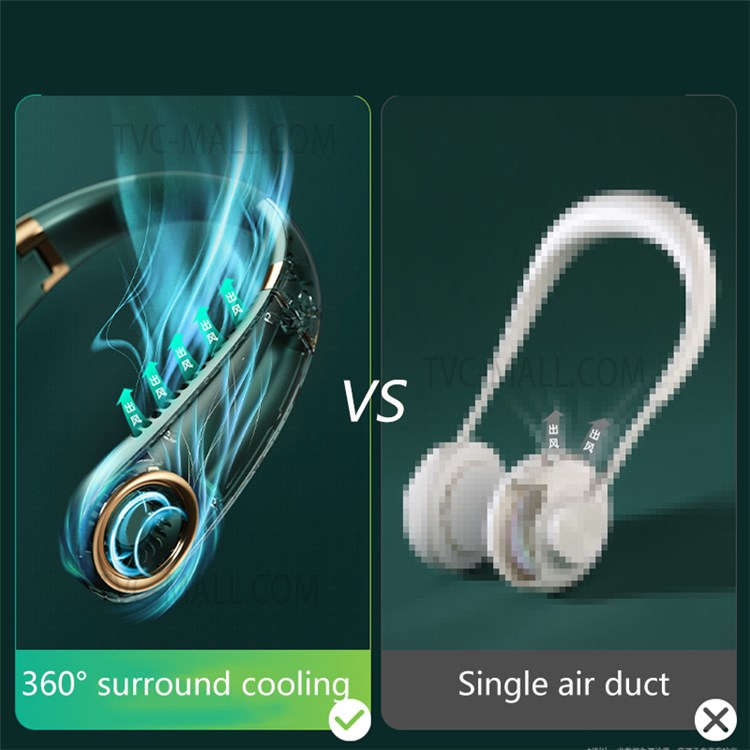 3000mAh Bladeless Hanging Neck Fan USB Mini Foldable Portable Neck-Mounted Fan - Green-11
