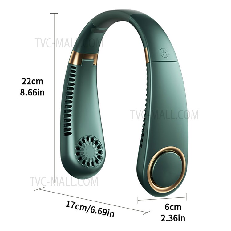 3000mAh Bladeless Hanging Neck Fan USB Mini Foldable Portable Neck-Mounted Fan - Green-12