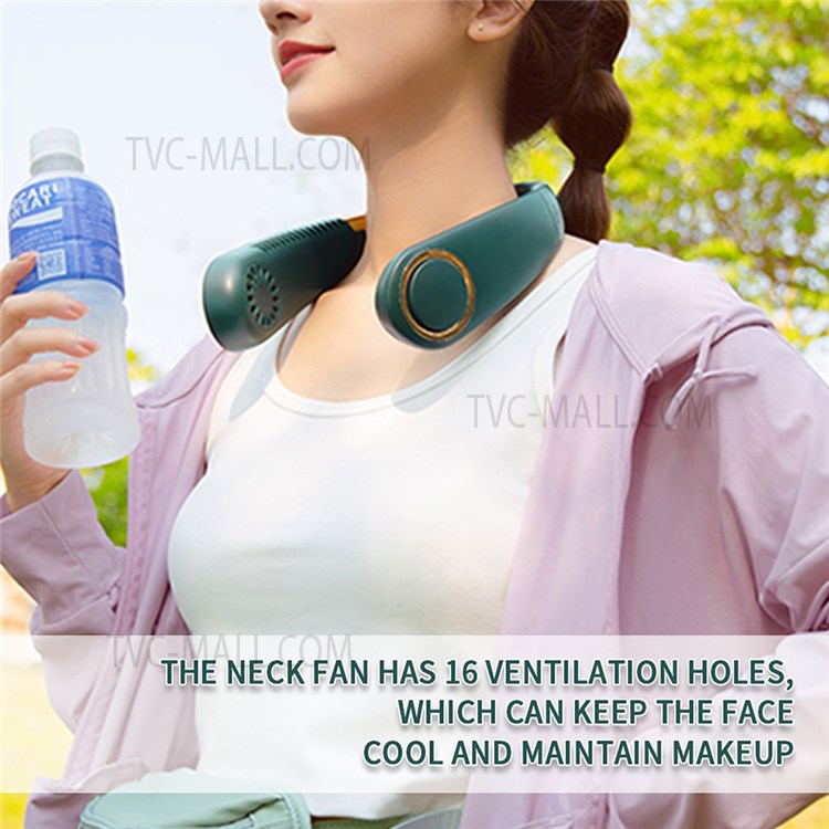 3000mAh Bladeless Hanging Neck Fan USB Mini Foldable Portable Neck-Mounted Fan - Green-5