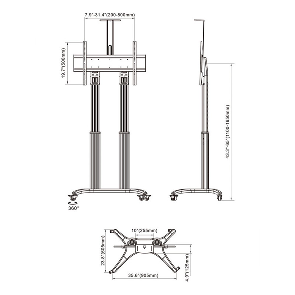 NORTH BAYOU AVF1800-70-1P Mobile TV Cart 65-85 Inch Free Lifting Aluminum Alloy TV Stand with Camera AV Shelf-6