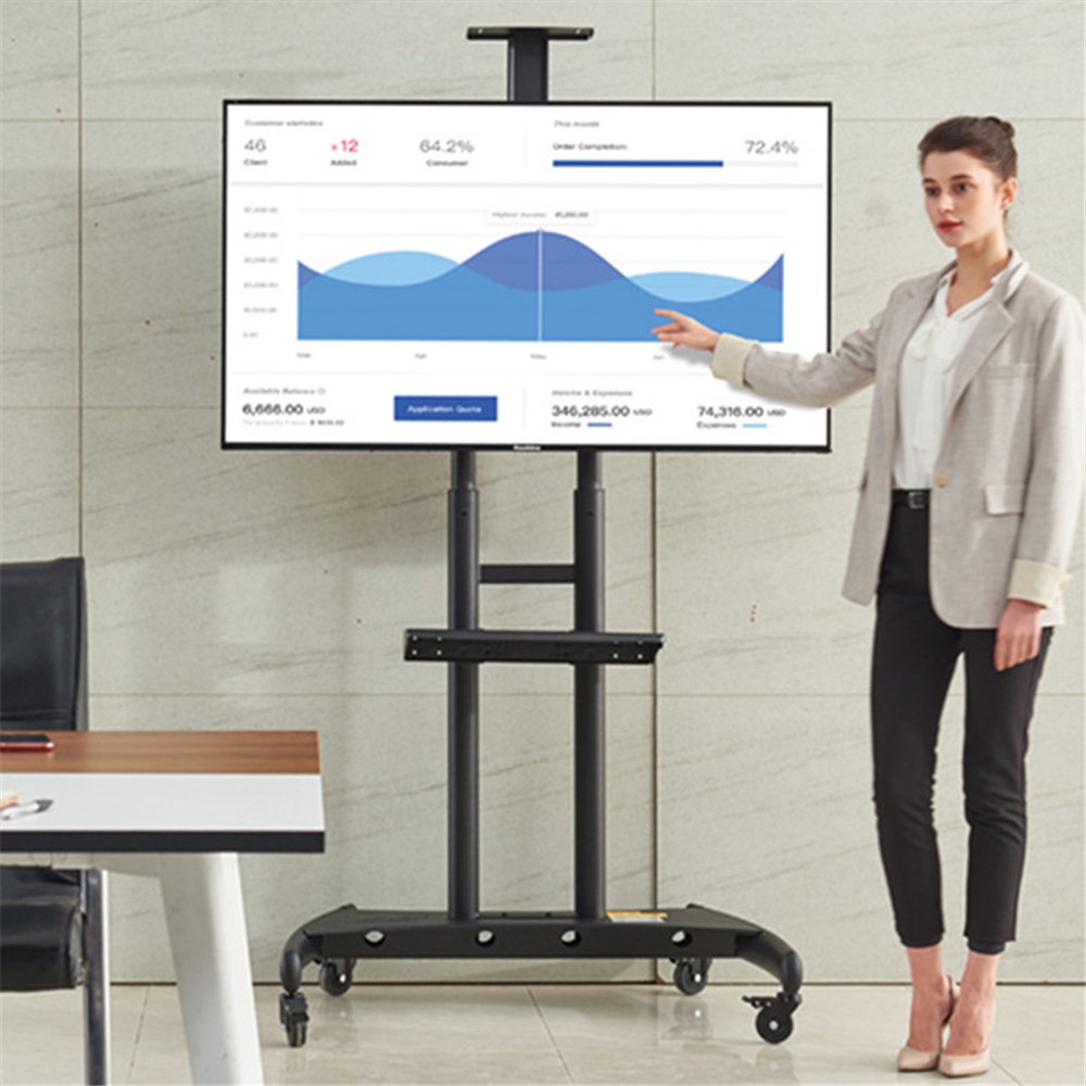 NORTH BAYOU AVA1800-70-1P 55-80 Inch Free Lifting TV Stand, Mobile TV Cart with Camera AV Shelf, Max VESA 800*500mm-3