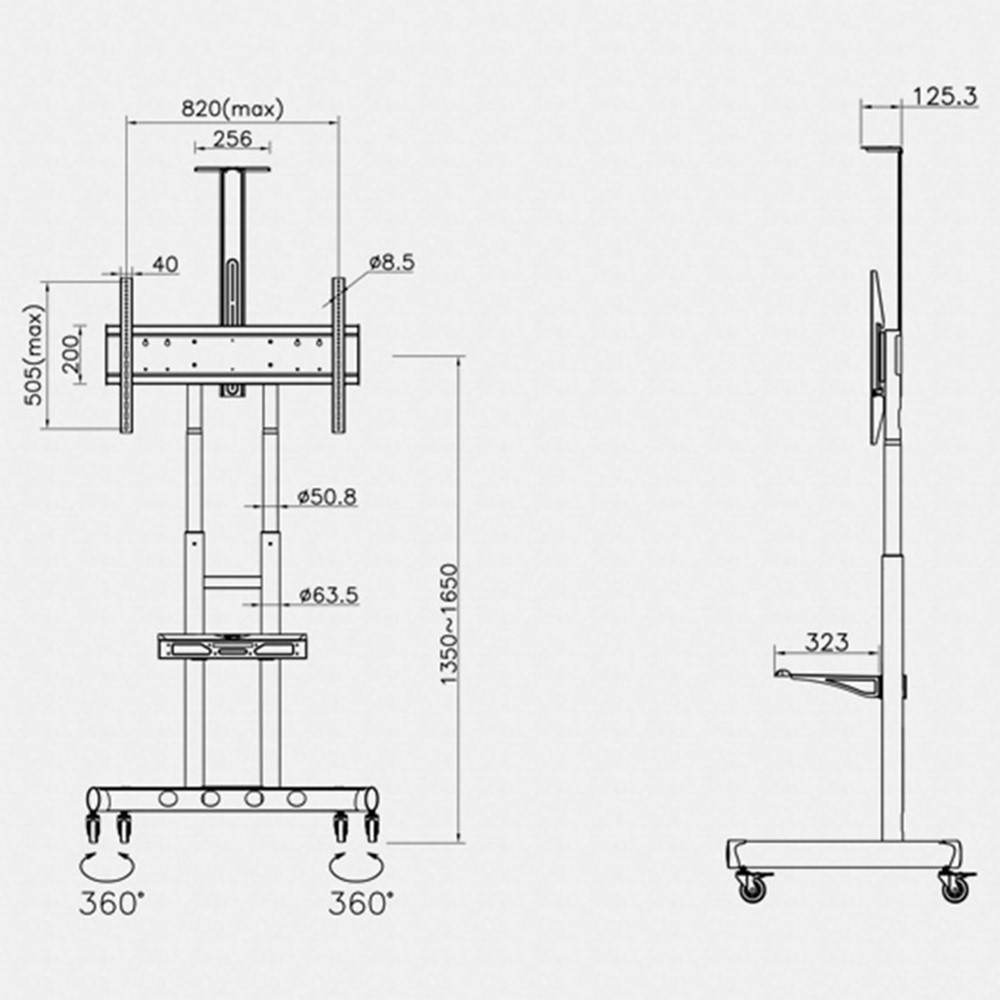 NORTH BAYOU AVA1800-70-1P 55-80 Inch Free Lifting TV Stand, Mobile TV Cart with Camera AV Shelf, Max VESA 800*500mm-5