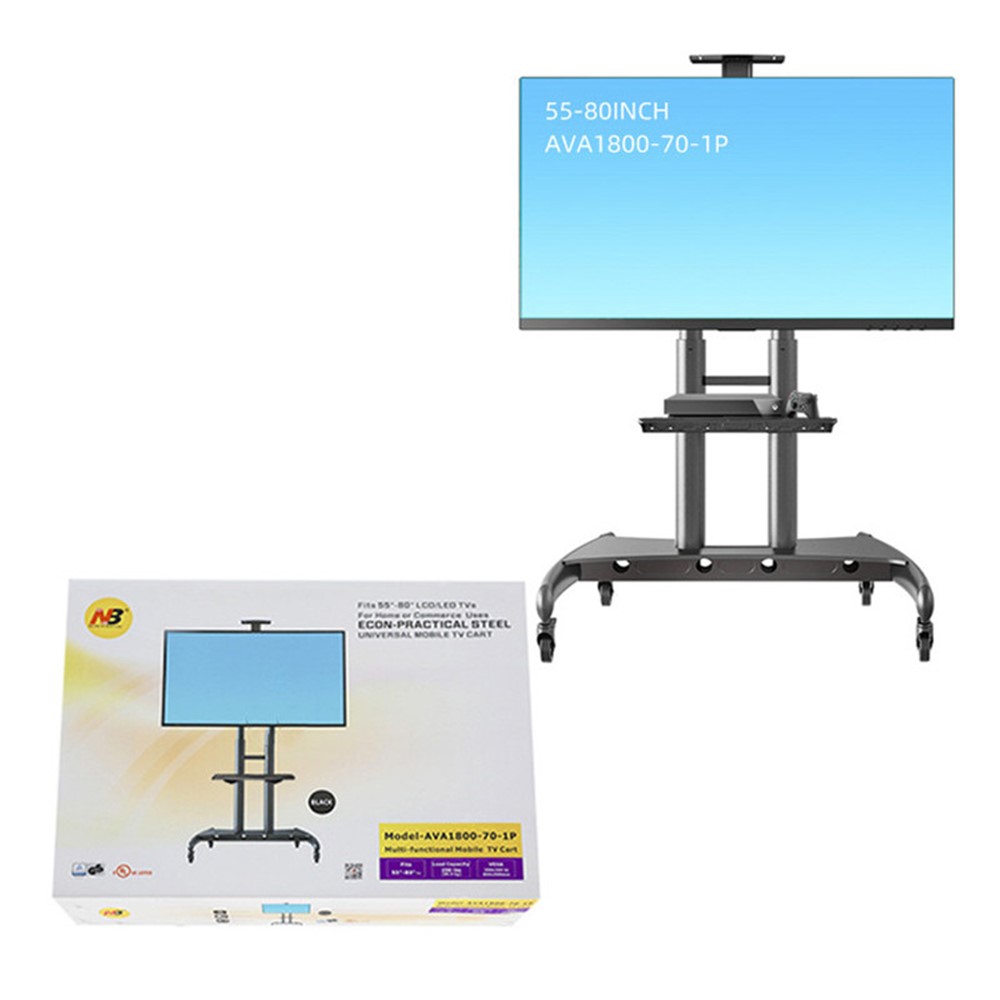 NORTH BAYOU AVA1800-70-1P 55-80 Inch Free Lifting TV Stand, Mobile TV Cart with Camera AV Shelf, Max VESA 800*500mm-8