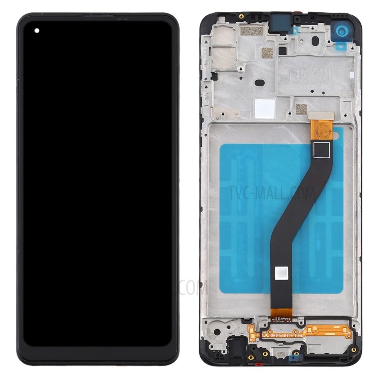 OEM LCD Screen and Digitizer Assembly + Frame Replacement Part (Without Logo) for Samsung Galaxy A21 A215 - Black-1
