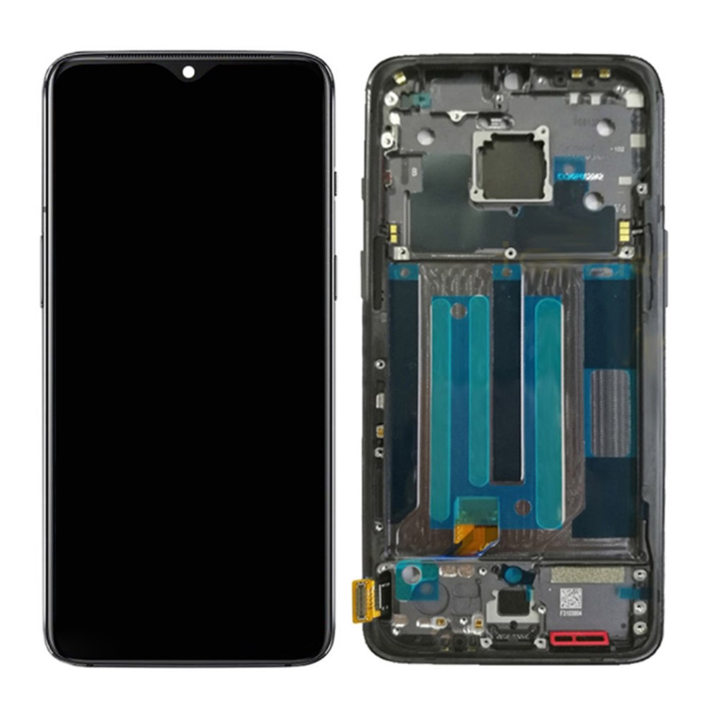 Grade B AMOLED Screen and Digitizer Assembly + Frame Part (without Logo) for OnePlus 7 - Black-1