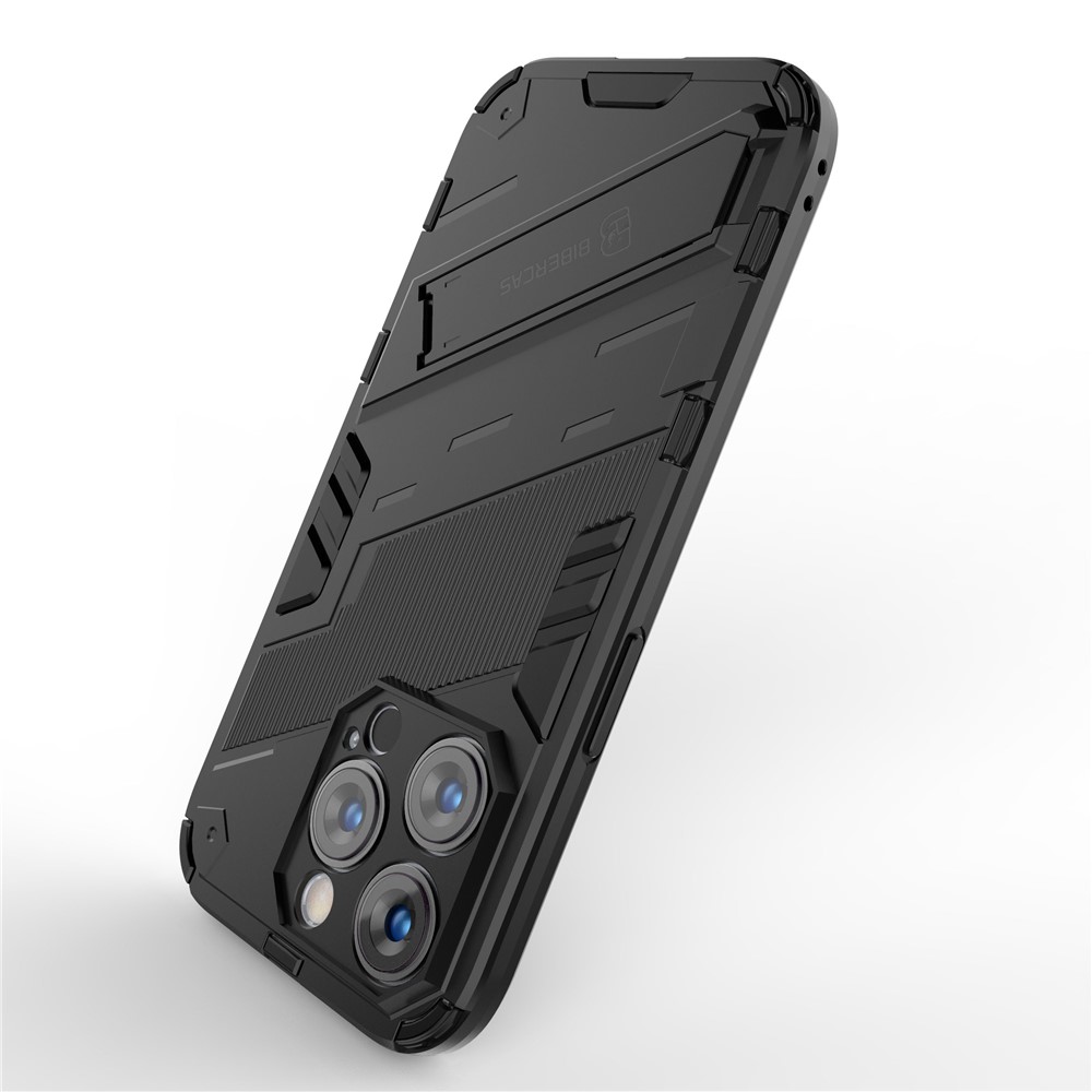 For iPhone 14 Pro 6.1 inch Hybrid Kickstand Phone Case Hard PC Soft TPU Shockproof Protective Cover - Black-4