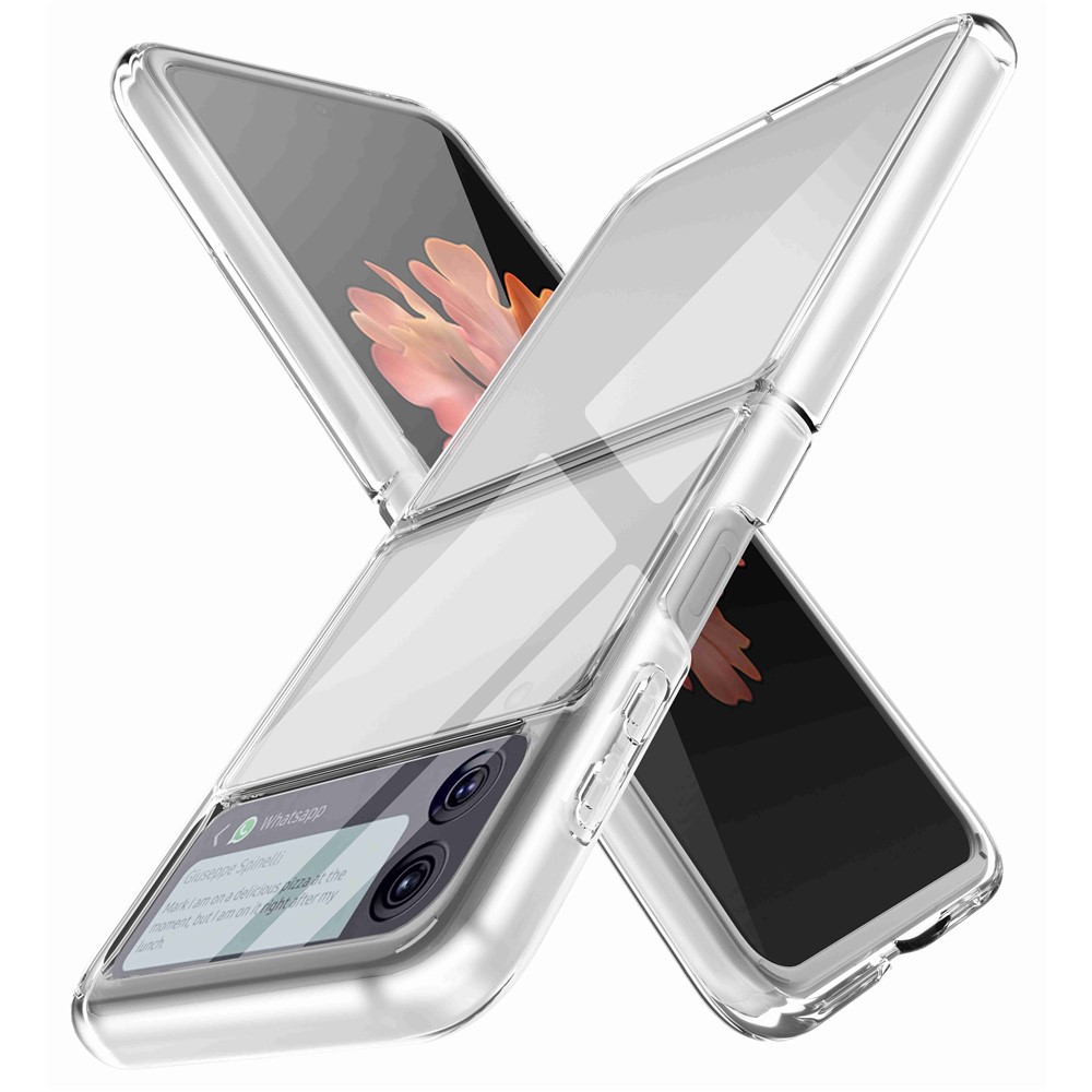 For Samsung Galaxy Z Flip4 5G Transparent Soft TPU Frame + Hard PC Back Cover Anti-fingerprint Yellow-resistant Phone Case-1