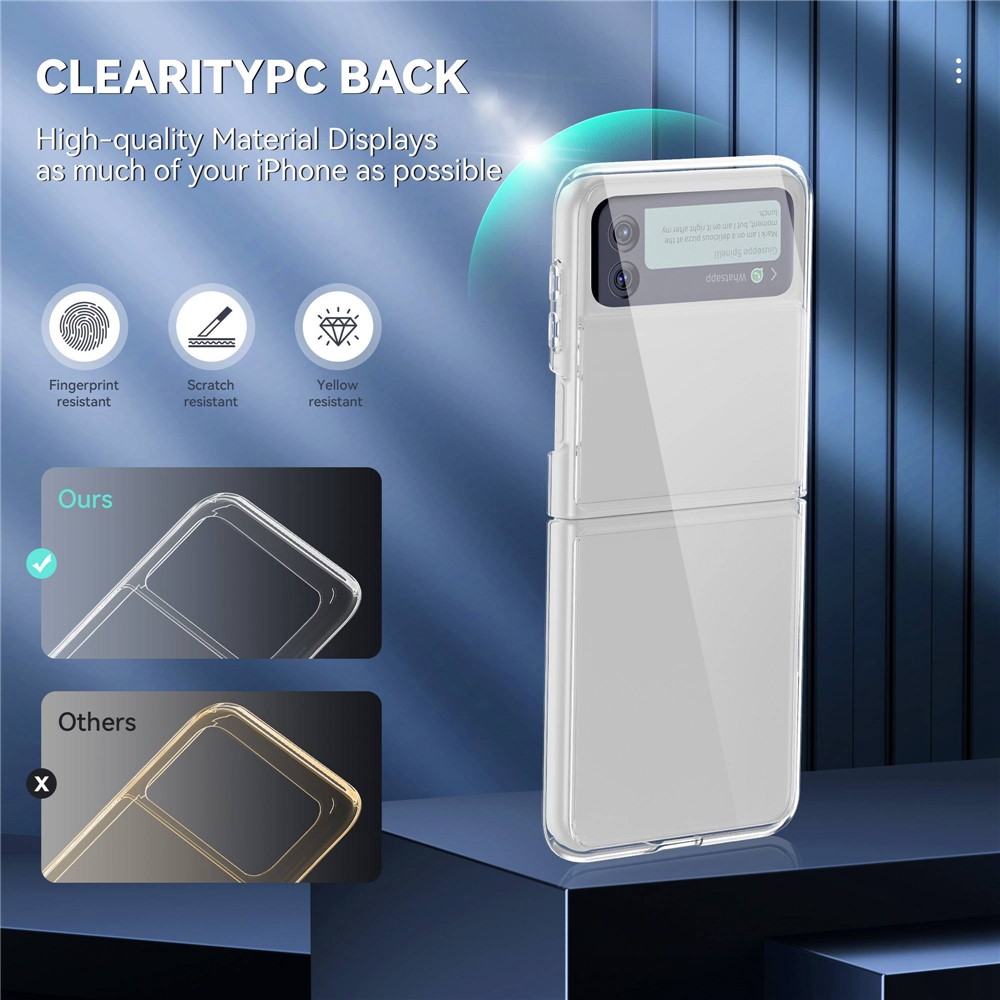 For Samsung Galaxy Z Flip4 5G Transparent Soft TPU Frame + Hard PC Back Cover Anti-fingerprint Yellow-resistant Phone Case-5