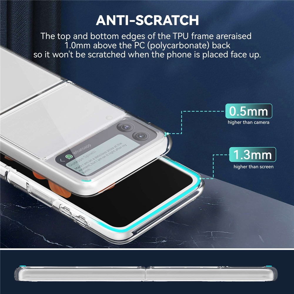 For Samsung Galaxy Z Flip4 5G Transparent Soft TPU Frame + Hard PC Back Cover Anti-fingerprint Yellow-resistant Phone Case-7