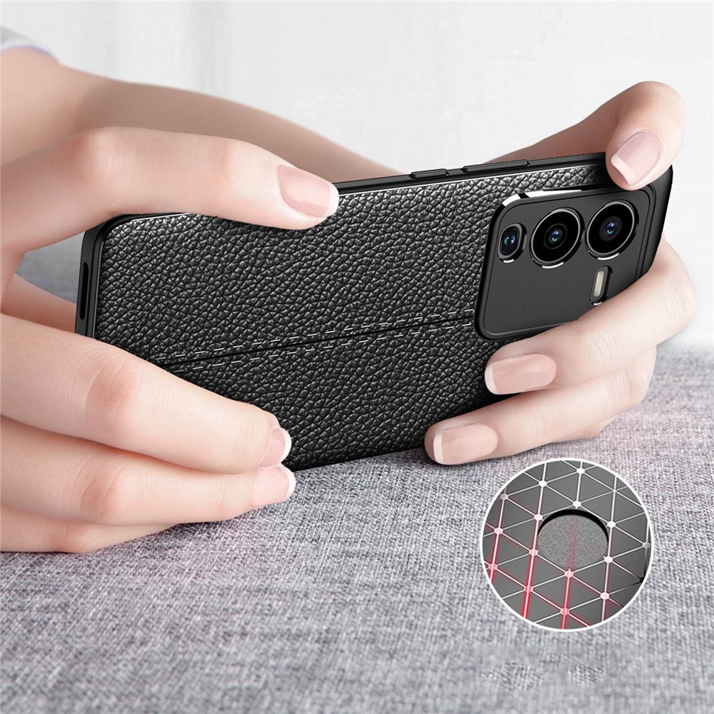 For vivo S15 Pro 5G Soft TPU Protection Shockproof Case Litchi Texture Anti-Slip Back Cover - Black-6