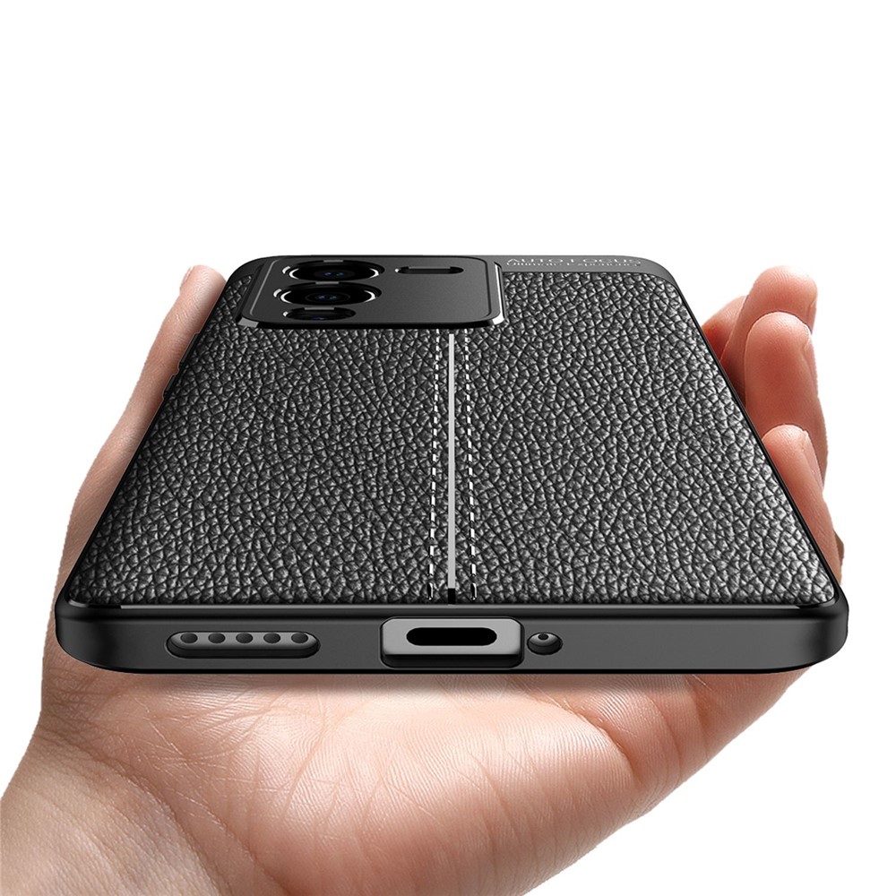 For vivo S15 Pro 5G Soft TPU Protection Shockproof Case Litchi Texture Anti-Slip Back Cover - Black-7