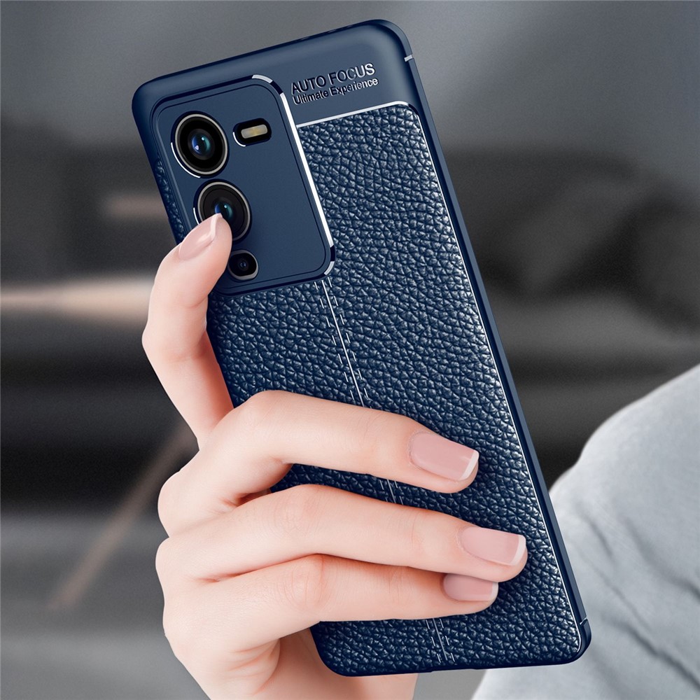 For vivo S15 Pro 5G Soft TPU Protection Shockproof Case Litchi Texture Anti-Slip Back Cover - Black-8