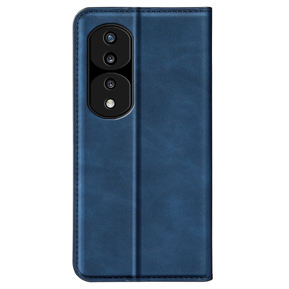 For Honor 70 5G Skin-touch Feeling PU Leather Case Magnetic Auto-absorbed Stand Shockproof TPU Flip Wallet Protective Cover - Blue-11