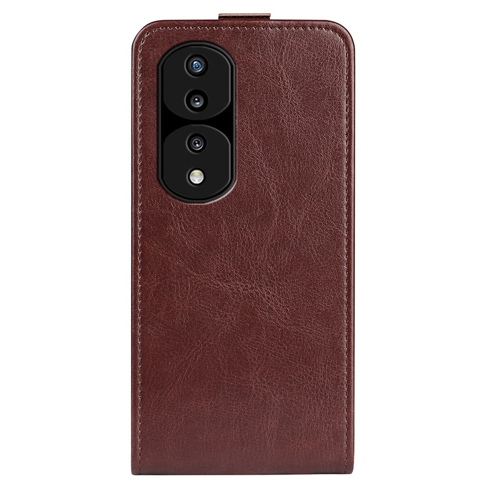 For Honor 70 5G Vertical Flip Phone Case Crazy Horse Texture PU Leather Protective Cover with Card Slot - Brown-10